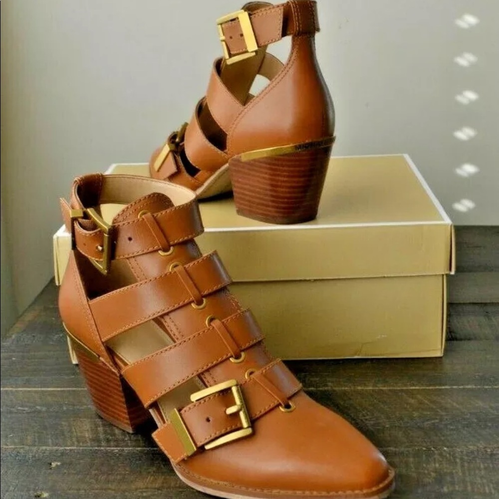Michael Kors Griffin cage leather strap booties